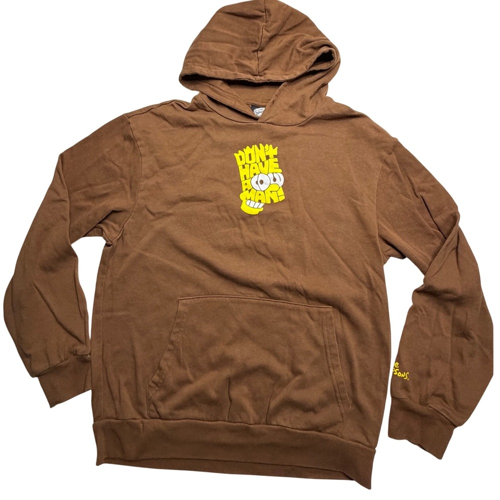 The Simpsons Bart Simpson Brown Hoodie Dont Have A Cow Man Graphic Sweatshirt M